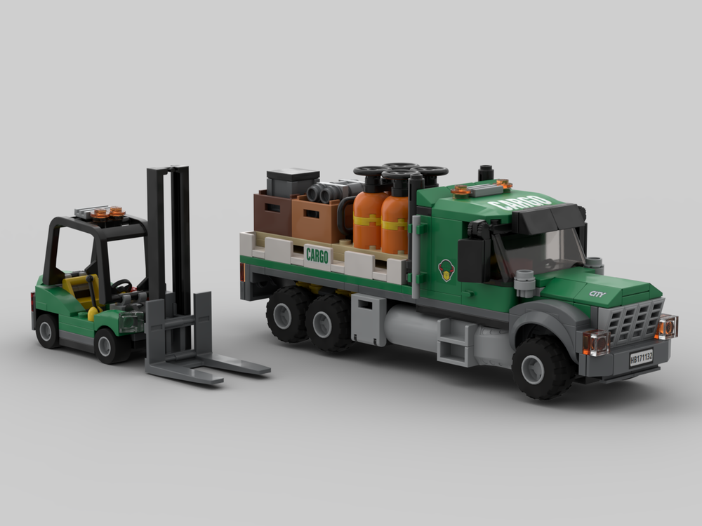 Lego Cargo Flatbed Truck & Forklift
