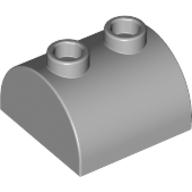 Lego Brick Curved 2 x 2, Two Top Studs / Light Bluish Gray