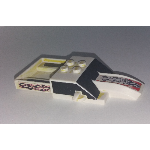 Lego Vehicle Body, Top Fast Food Racer 4 x 10 with Pickup Bed and Black Windshield and Side Windows / White