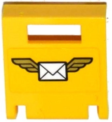 Lego Container, Box 2 x 2 x 2 Door with Slot with Envelope with Wings on Yellow Background Pattern (Sticker) - Set 60100