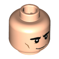 Lego Minifig Head Percival Graves / Gellert Grindelwald, Dual Sided, Eyebrows Thick, Smile, White Eyebrows and Mustache / Gray Right Eye Print [Hollow Stud] / Light Nougat