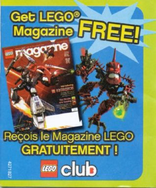 Lego 2006 Insert - LEGO Club - US/Canadian Blue Version