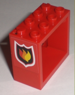 Lego Window 2 x 4 x 3 - Hollow Studs with Fire Logo Badge Pattern on Both Sides (Stickers) - Set 7208