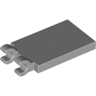 Lego Tile Special 2 x 3 with 2 Clips [Thick Open O Clips] / Light Bluish Gray