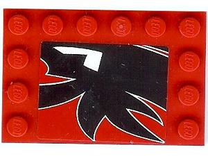 Lego Tile, Modified 4 x 6 with Studs on Edges with Black Togokahn Pattern (Sticker) - Set 8159