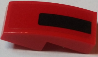 Lego Slope, Curved 2 x 1 x 2/3 with Black Stripe on Red Background Pattern Model Right Side (Sticker) - Set 75908