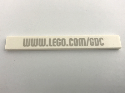 Lego Tile 1 x 8 with 'WWW.LEGO.COM/GDC' Pattern / White