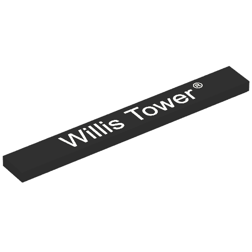 Lego Tile 1 x 8 with 'Willis Tower' Print / Black