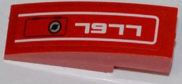 Lego Slope, Curved 3 x 1 with Panel and '7977' Pattern Model Left Side (Sticker) - Set 7977