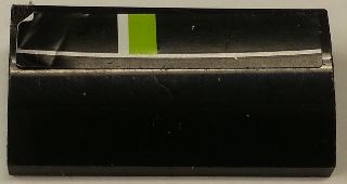 Lego Slope, Curved 2 x 4 x 2/3 without Bottom Tubes with Lime and White Stripe on Black Background Pattern Model Back (Sticker) - Set 8154
