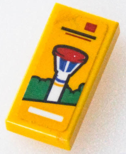 Lego Tile 1 x 2 with Red and White Legoland Park Tower on Yellow Background Pattern (Sticker) - Set 40346 / Yellow