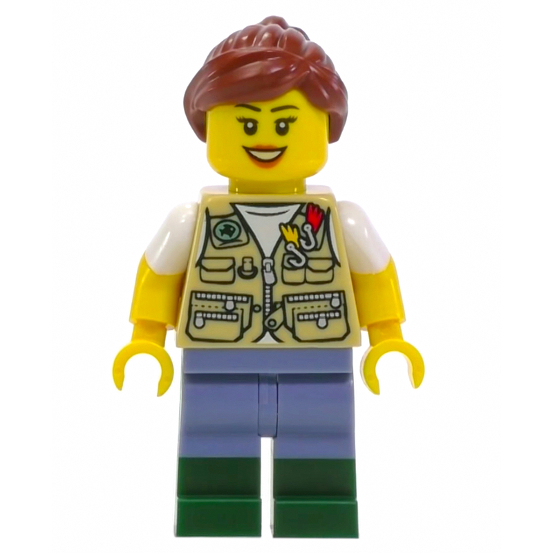 Lego Tan Torso, Sand Blue Legs, Reddish Brown Hair