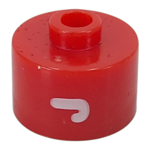 Lego Pen Bead, Round Long, Flat Edge with White 'J' Print / Red