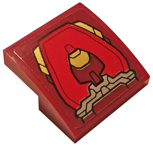 Lego Slope, Curved 2 x 2 x 2/3 with Gold, Silver and Red Armor Plates Pattern 1 (Sticker) - Set 76140