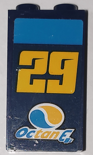 Lego Panel 1 x 2 x 3 with Side Supports - Hollow Studs with Yellow Number 29, Octan Logo and 'Octan E' Pattern (Sticker) - Set 60256