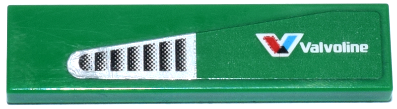Lego Tile 1 x 4 with White 'Valvoline' Logo and Black and Silver Air Vents Pattern Model Left Side (Sticker) - Set 77245