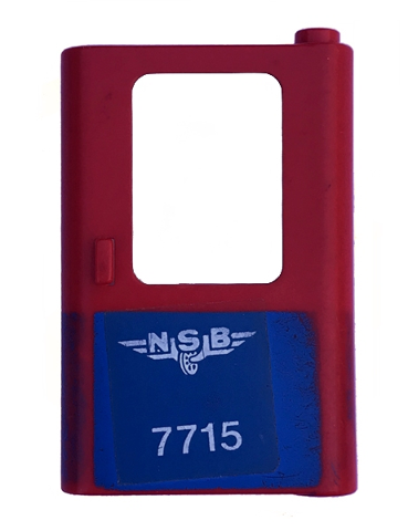 Lego Door 1 x 4 x 5 Train Right, Thin Support at Bottom with Blue Bottom Half and Norwegian 'NSB 7715' Pattern (Sticker) - Set 7715