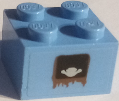 Lego Brick 2 x 2 with Fuel (Gas) Cap Pattern (Sticker) - Set 8677 / Medium Blue