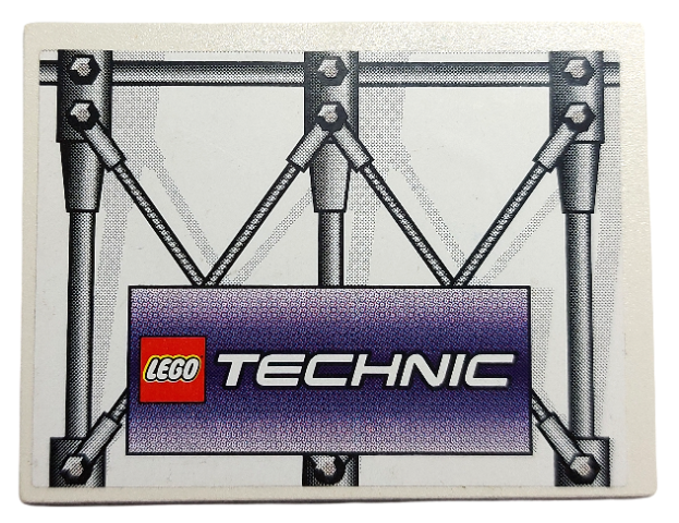 Lego Slope 10 6 x 8 with Girders and LEGO TECHNIC Logo Pattern (Sticker) - Set 3403 / White