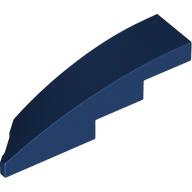 Lego Brick Wedged, Curved 1 x 4 with Stud Notch Right / Dark Blue