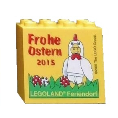 Lego Brick 2 x 4 x 3 with 'LEGOLAND Feriendorf Frohe Ostern 2015' Print
