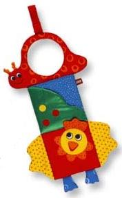Lego Primo Red Snail Mirror with Green Bush and Red and Yellow Chicken with Blue Feet