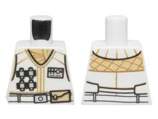 Lego Torso SW Hoth Rebel Vest with ID Badge and Utility Belt and Tan Scarf Pattern / White