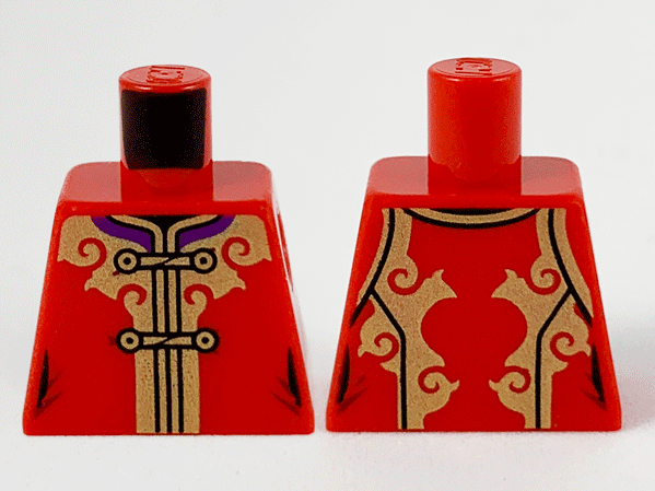 Lego Torso Tang Jacket with Dark Purple Collar, Gold Trim and Ties Pattern / Red