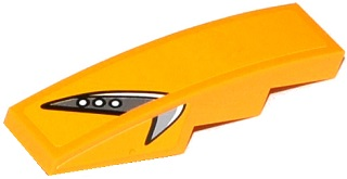 Lego Slope, Curved 4 x 1 with Silver and Gray Headlight Pattern on Top and Side Model Left (Stickers) - Set 75909 / Bright Light Orange