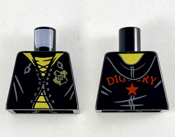 Lego Torso Robe with Yellow Lining, Hufflepuff Badge and Yellow Shirt Pattern / Black