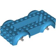 Lego Vehicle Base 4 x 10 x 2 1/2 with Mudguards, Wheel Pins and 6 x 2 Centre Recess with 3 Holes, Light Bluish Gray Wheel Holders / Dark Azure