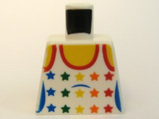 Lego Torso Female Tank Top with Rainbow Stars, Yellow Neck and Shoulders Pattern / White