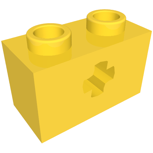 Lego Technic Brick 1 x 2 with Axle Hole Type 2 [X Opening] / Yellow