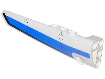 Lego Technic, Panel Fairing # 5 Long Smooth, Side A with Blue and Black Panels Pattern (Sticker) - Set 42025 / White