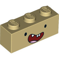 Lego Brick 1 x 3 with Wide Smiling Face (Finn) Print
