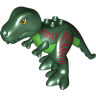 Lego Duplo Dinosaur Tyrannosaurus Rex Adult Large with Dark Red Stripes Print / Dark Green