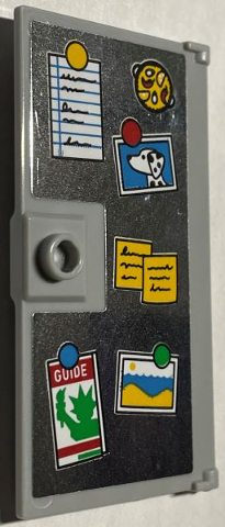 Lego Door 1 x 4 x 6 with Stud Handle with Notes, Photos and Fridge Magnets on Mirrored Background Pattern (Sticker) - Set 21330 / Light Bluish Gray