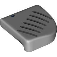 Lego Brick Round, Curved 4 x 4, No Studs with 'B', Dark Bluish Grey Vents Print