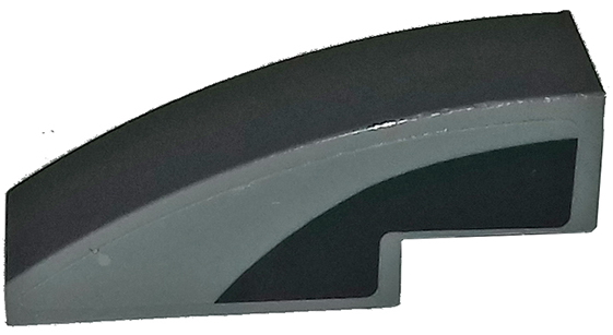 Lego Slope, Curved 3 x 1 with Curved Black Window Area on Dark Bluish Gray Background Pattern Model Right Side (Sticker) - Set 75877 / Dark Bluish Gray