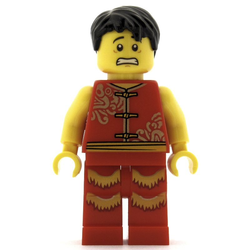 Lego Man, Red Robe with Ties, Black Hair