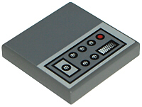 Lego Tile 2 x 2 with SW Jedi Starfighter Control Panel with Buttons on Light Bluish Gray Background Pattern Model Left Side (Sticker) - Sets 7256 / 7283