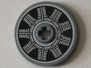 Lego Technic, Disk 3 x 3 with Silver and Black Radial Engine Pattern (Sticker) - Set 76075