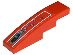 Lego Slope, Curved 4 x 1 with Vent Hole and 10 Bubbles Pattern (Sticker) - Set 8060 / Red
