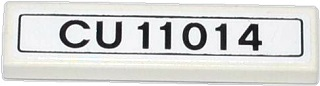 Lego Tile 1 x 4 with 'CU 11014' Pattern (Sticker) - Set 42024 / White