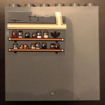 Lego Panel 1 x 6 x 5 with Bat, Jars and Books on Shelves Pattern (Sticker) - Set 71043