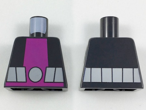 Lego Torso Purple Vertical Stripe and Light Bluish Gray Belt Pattern / Black