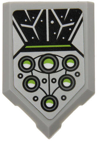 Lego Tile, Modified 2 x 3 Pentagonal with Black Panel Outlines, Lime and White Eyes, Silver Spider Web and Dots Pattern (Sticker) - Set 80022