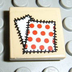 Lego Tile 2 x 2 with White/Red Dots Patch Pattern (Sticker) - Sets 2879 / 5909 / 5948