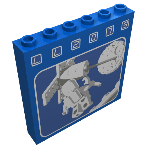 Lego Brick 1 x 6 x 5 with LL2079 Floating Astronaut Print / Blue
