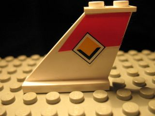 Lego Tail 4 x 1 x 3 with Viking Line Logo Pattern on Left Side (Sticker) - Set 1924 / White